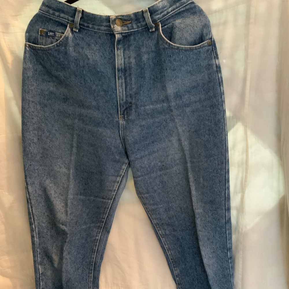 Vintage Lees Blue Tab Jeans Womens 14 Blue Relaxed Fit Tapered Leg High Waisted